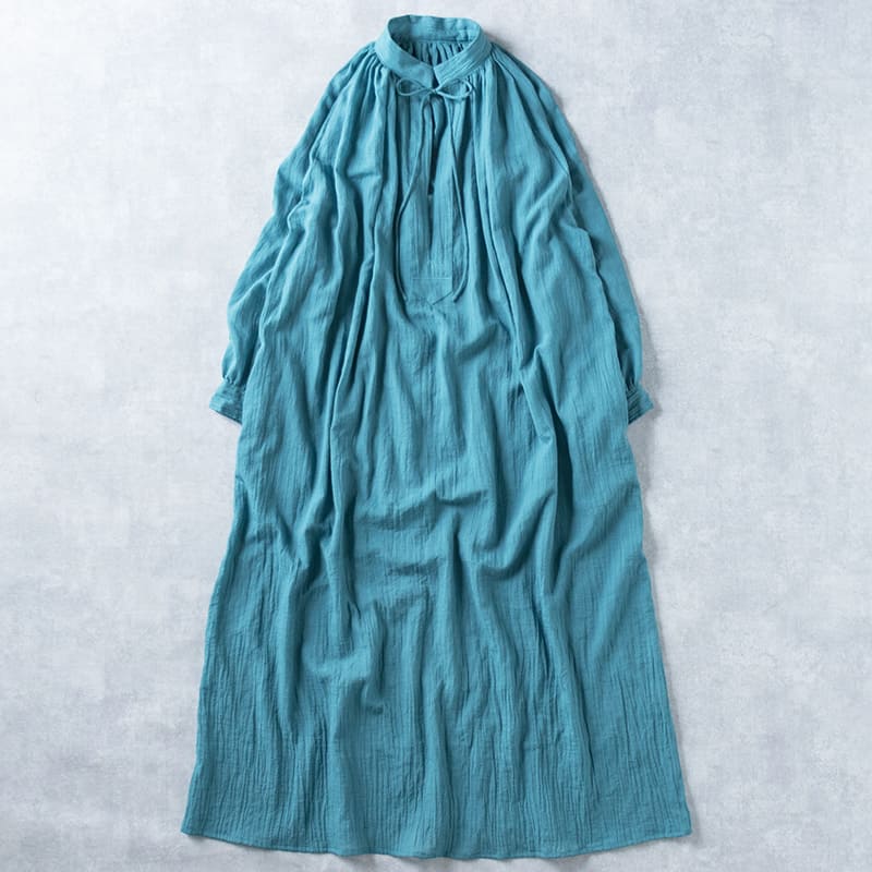 コットンリネンスラブローン 作品 シンプルな日常着　ホソノユミ　ロングドレス