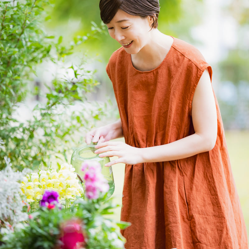 洗いこまれたベルギーリネン40番手作品例ワンピース